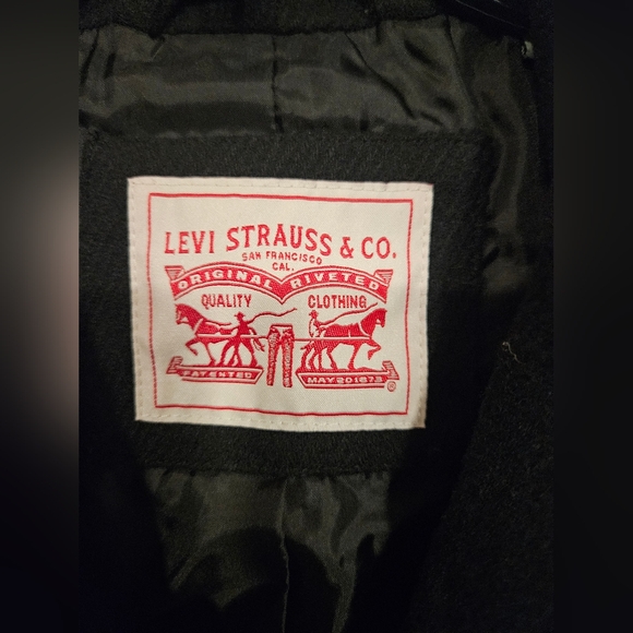 LEVI'S Black Wool Blend Double Breasted Blazer NWOT SMALL - Picture 6 of 6